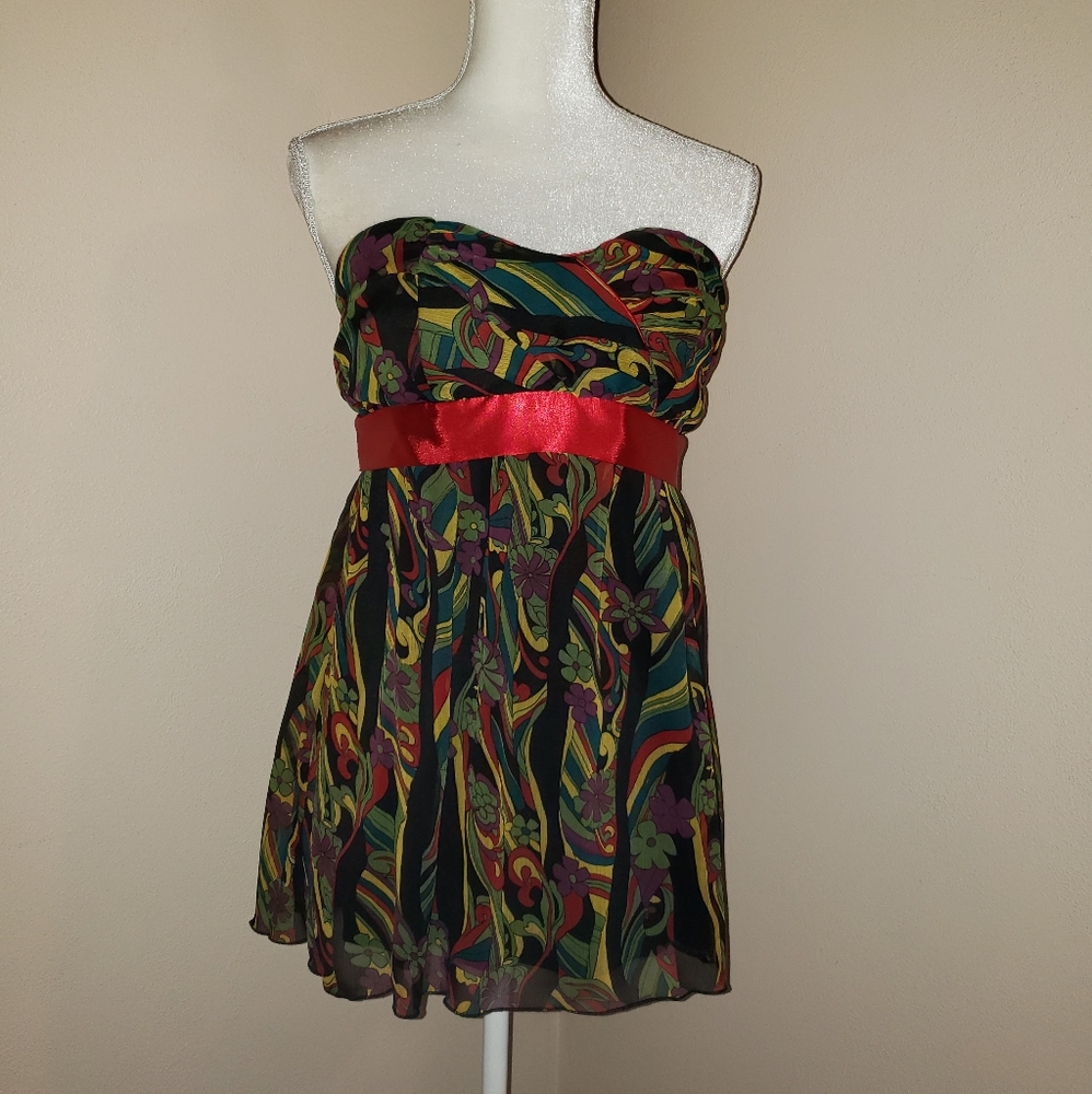 Miss Bisou Strapless Empire Waist Top SZ LG EUC